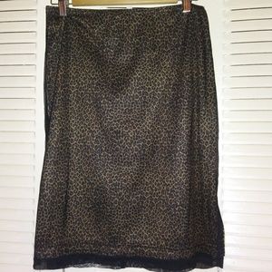 Goth L Leopard Skirt w Black Sheer Overlay! NWOT